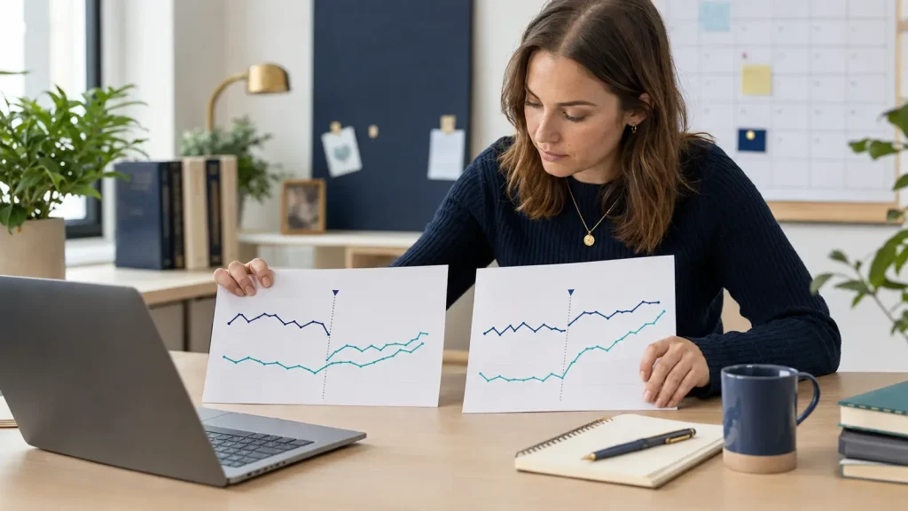 Psychology researcher comparing treated and comparison group trends before and after an intervention