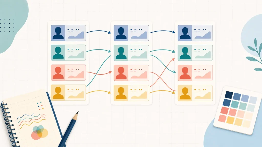 Illustration of four latent psychological profiles transitioning across three assessment waves