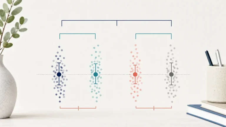 Planned contrast brackets comparing four psychology experiment group means