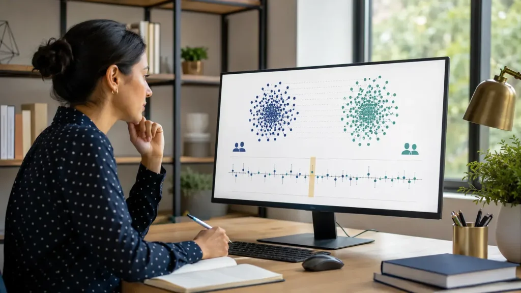 Psychology researcher comparing matched participant groups and covariate balance
